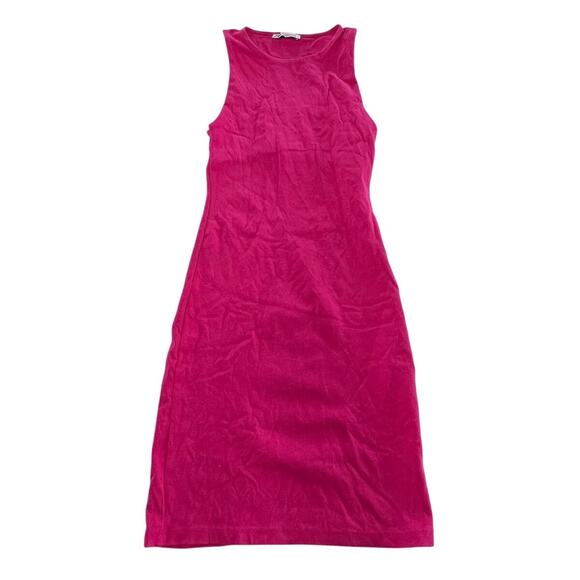 Zara Dress Womens Small Pink Bodycon Fitted Tank Mini Casual Summer Barbiecore - Picture 1 of 8